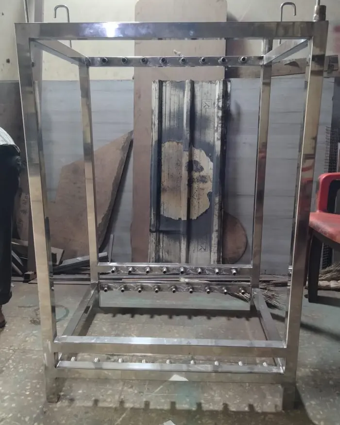 Empty stainless steel MBR membrane frame with permeate and air headers